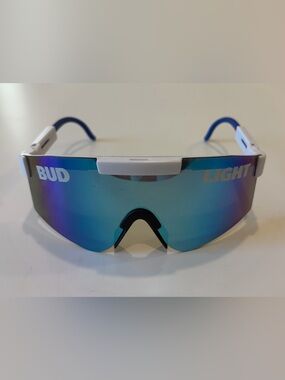 Bud Light Sunglasses White Blue Mirror Pit Viper Style